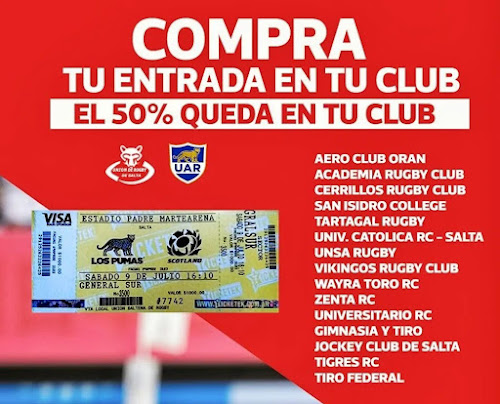 Comprá las entradas para ver a Los Pumas en Salta en tu club