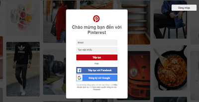 Giao diện đăng nhập của Pinterest