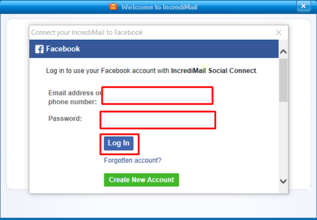 connecting Face Book in Incredimail