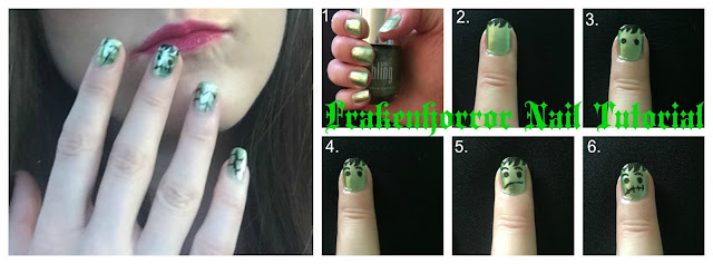 frankenstein halloween nail tutorial