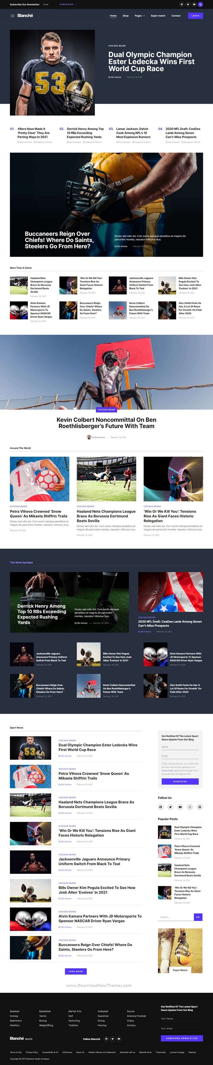 Sports Blog and Magazine Elementor Template Kit