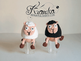 Pokrowce na jajka, ocieplacze na jajka wielkanocne, święconka, owieczki na szydełku, czarna owca, ozdoba wielkanocnego stołu, Black sheep crochet, white lamb crocheted, amigurumi, easter eggs warmers,