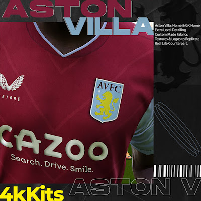 4K Kits - Aston Villa 2022-2023 For eFootball PES 2021