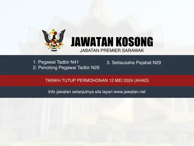 Jawatan Kosong Jabatan Premier Sarawak Mei 2024