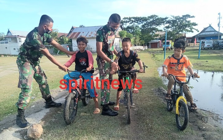 Keceriaan Anak Anak Terpancar Terhadap Keberadaan Satgas TMMD ke-108 Kodim Jeneponto