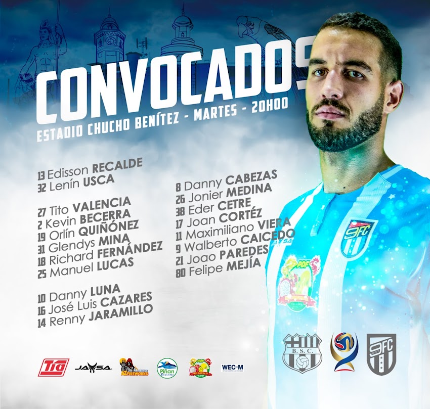 Convocados de 9 de Octubre para cotejo con BSC, en Copa Ecuador