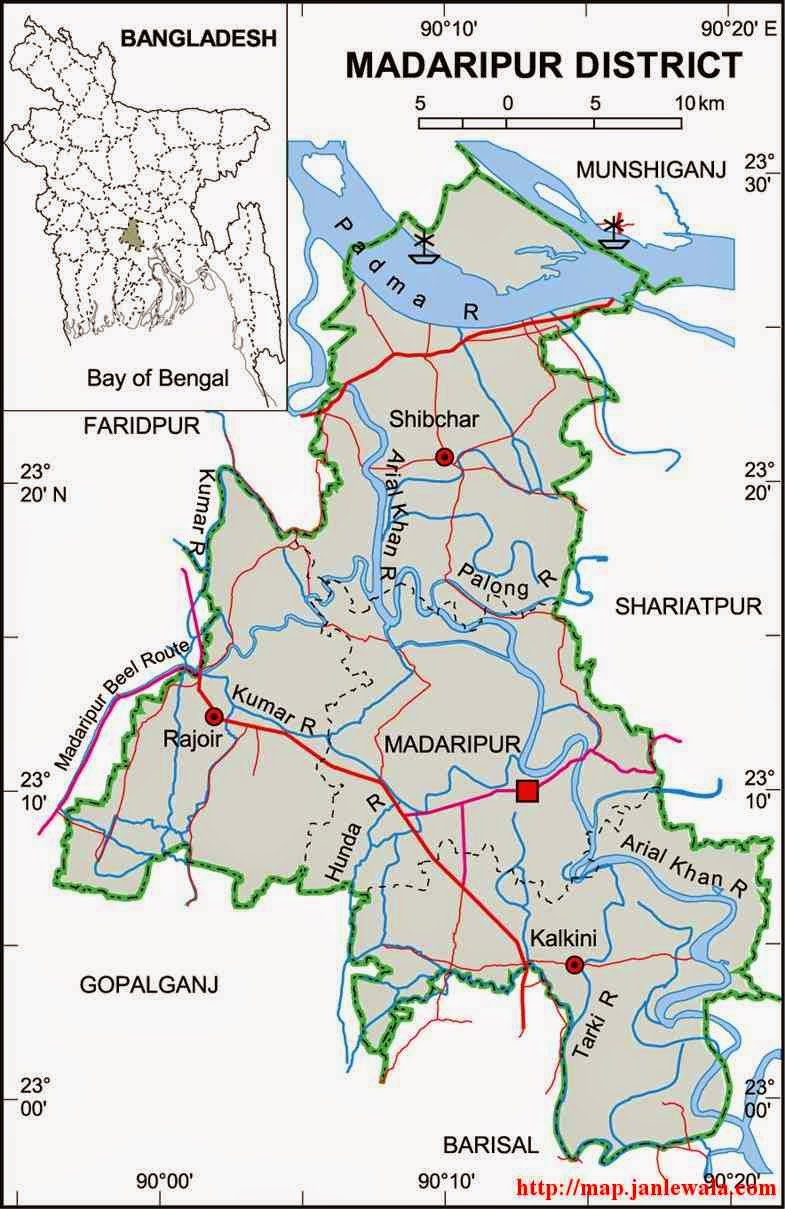 madaripur zila map of bangladesh