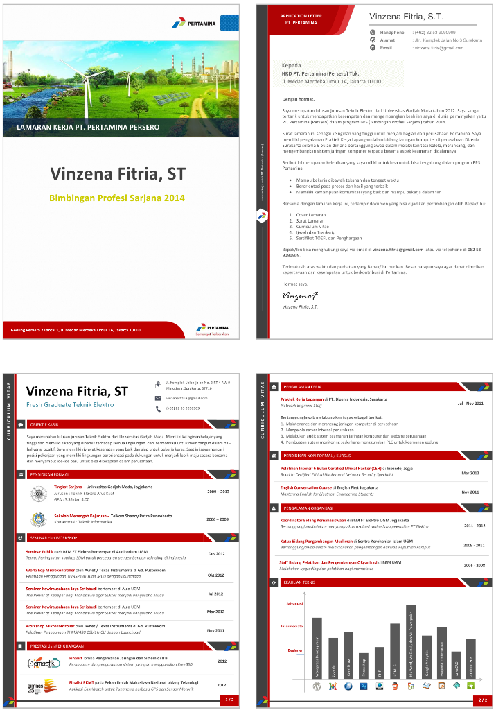 Desain CV Kreatif: Lamaran Kerja Pertamina