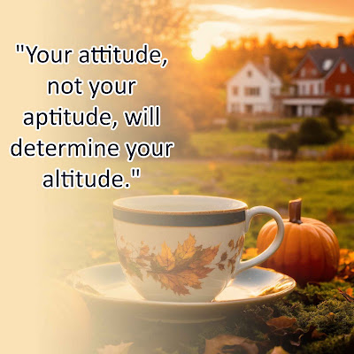 "Your attitude, not your aptitude, will determine your altitude."
