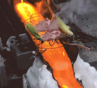 Ekstrem, Koki Buat Daging Panggang di Atas Panasnya Lava