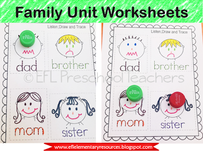 set of worksheets for the family unit