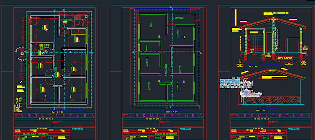 Housing development level 1-gabled in AutoCAD 