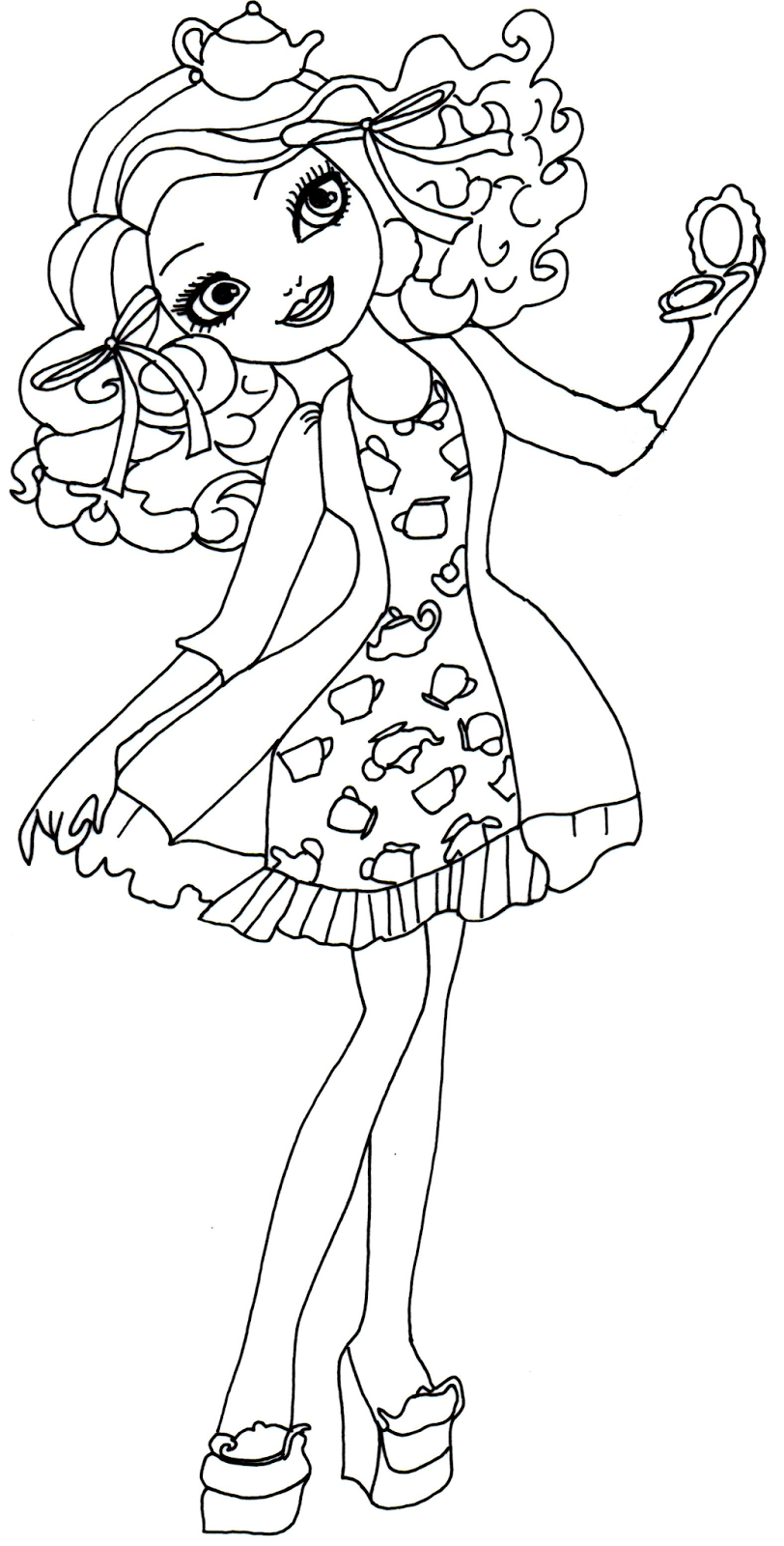 Free Printable Ever After High Coloring Pages: Madeline Hatter Getting