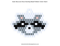 Free Cute Raccoon Face Earring Brick Stitch Seed Bead Pattern