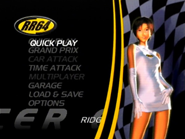 Ridge Racer 64 Menu Screen Girl Silver Dress Woman