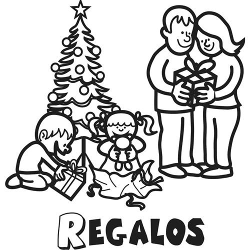 Dibujos de Familias para Colorear de Navidad - imagenes para colorear de navidad en familia