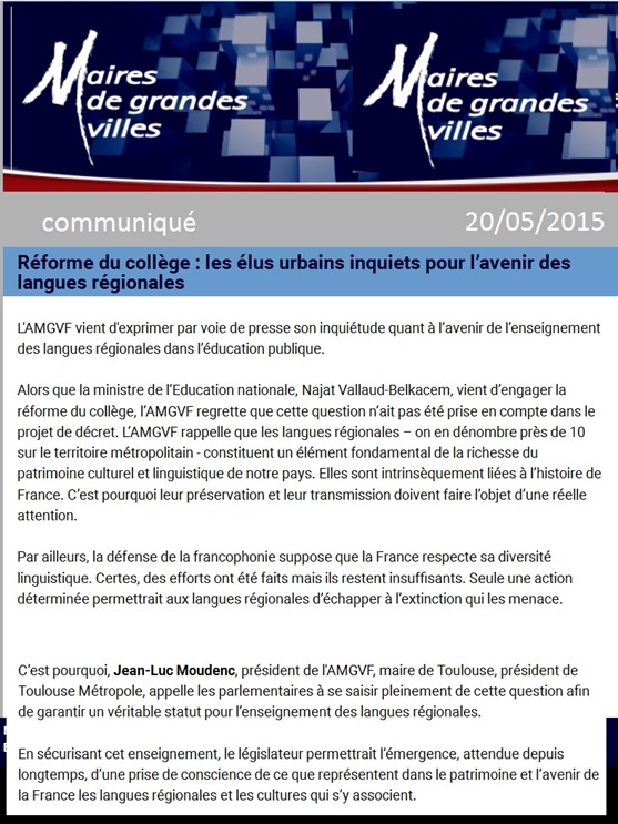 comunicat Cònsol de als grandas vilas de França