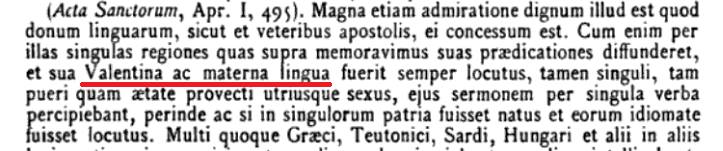 Según Pietro Razzano (1455), biógrafo de Vicente Ferrer, el santo predicaba en su lengua materna valenciana.