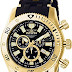 Invicta Men's 0140 Sea Spider Collection 18k Gold Ion-Plated and Black Polyurethane Watch