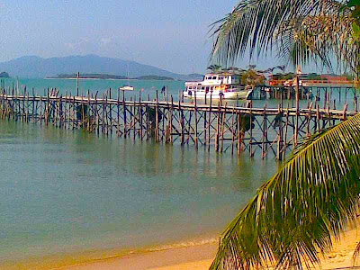 Koh Phangan in the distance from Big Buddha pier Koh Samui