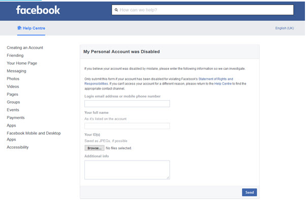 Change Facebook Account