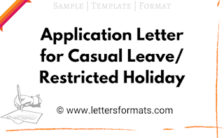 Application Letter for Casual Leave