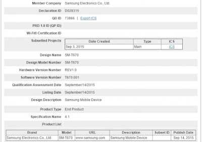 Tablet Galaxy view 18,4 inci mendapatkan sertifkat Bluetooth dengan baterai raksasa