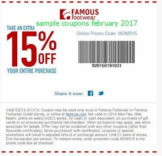 Famous Footwear coupons february 2017
