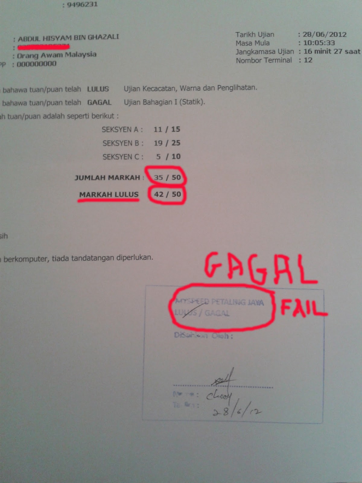 SyamTheSmartboy: Ujian Komputer JPJ saya FAIL!! T_T