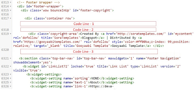 How to delete the blogger template's footer credits