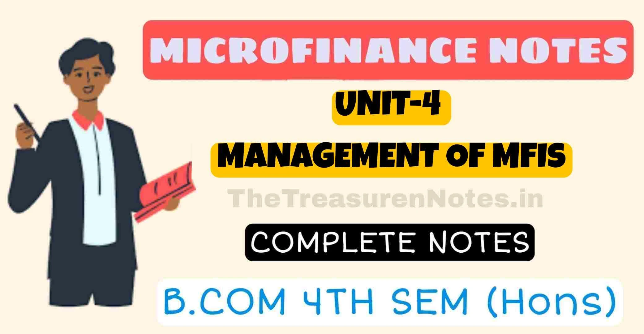 Management of  MFIs Unit 4 | Micro Finance Notes | B.Com 4th Sem | CBCS Pettern