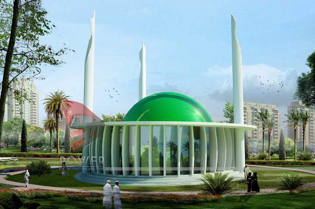 3d Architectural Exterior View Of Mosque,3d architectural rendering