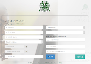 Jamb Profile Account Creation