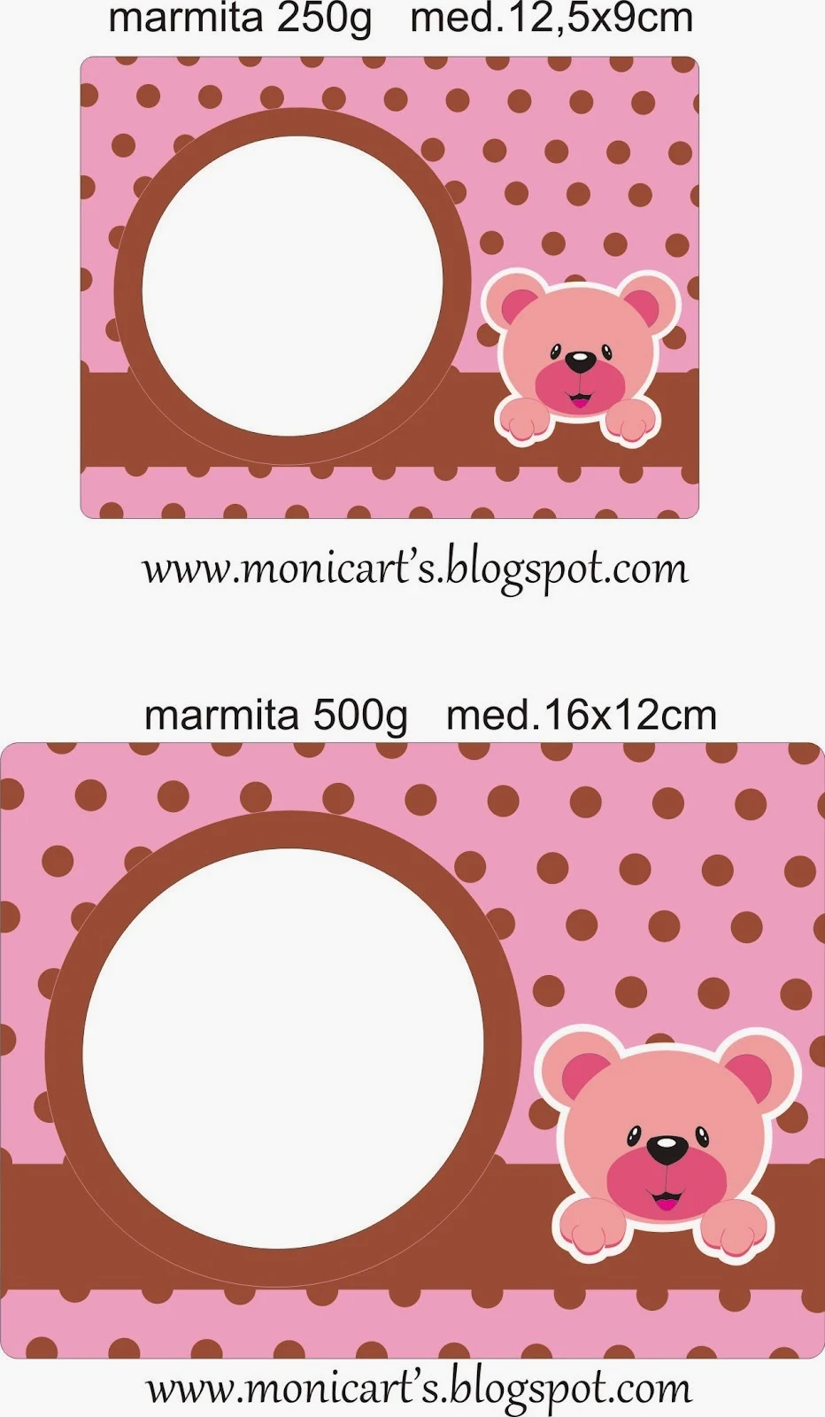   Cute Pink Bear, Free Printable  Labels.