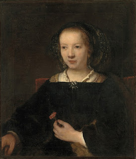 Young Woman with a Carnation (1656) Willem Drost (Dutch, 1633-1659)