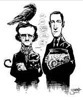 dibujo de Poe y Lovecraft
