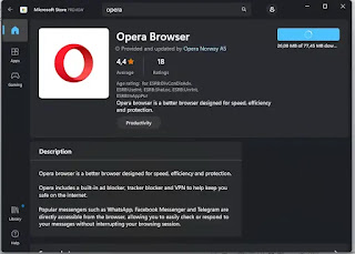 Install Opera Browser Lewat Microsoft Store