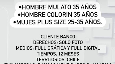 CHILE: Se busca HOMBRE mulato y HOMBRE colorín de 35 años, además MUJERES PLUS SIZE de 25 a 35 para COMERCIAL