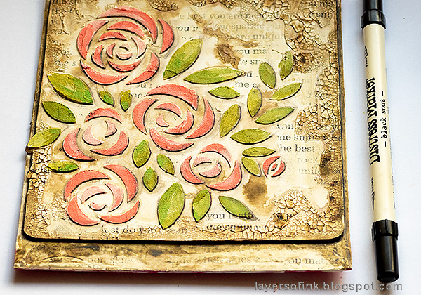 Layers of ink - Roses Mixed Media Panel Tutorial by Anna-Karin Evaldsson. Add shading.