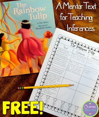 This blog post contains a FREE inference worksheet that can be used as a followup activity to reading the story The Rainbow Tulip by Pat Mora.