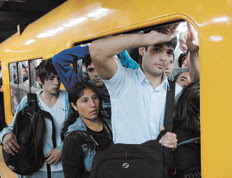 Hora pico subte Buenos Aires