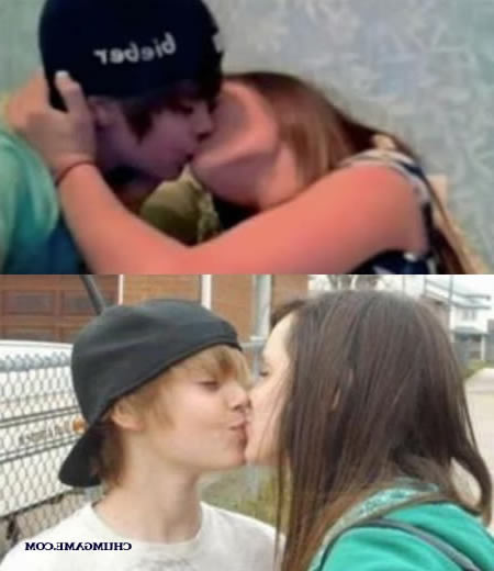 justin bieber kissing girlfriend