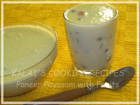 Paneer Fruits Payasam | Paneer Fruits Kheer | Mixed Fruits Paneer Payasam