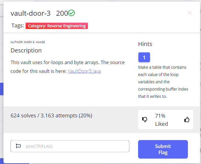 Stories Of Black : [PicoCTF] Vault-door-3