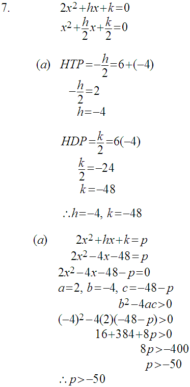 Matematik Tambahan: Persamaan Kuadratik