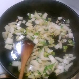 fry the bok choy ribs