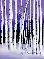winter aspen tree painting