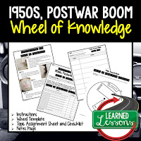 1950s,  Progressive Era, American History Activity, American History Interactive Notebook, American History Wheel of Knowledge