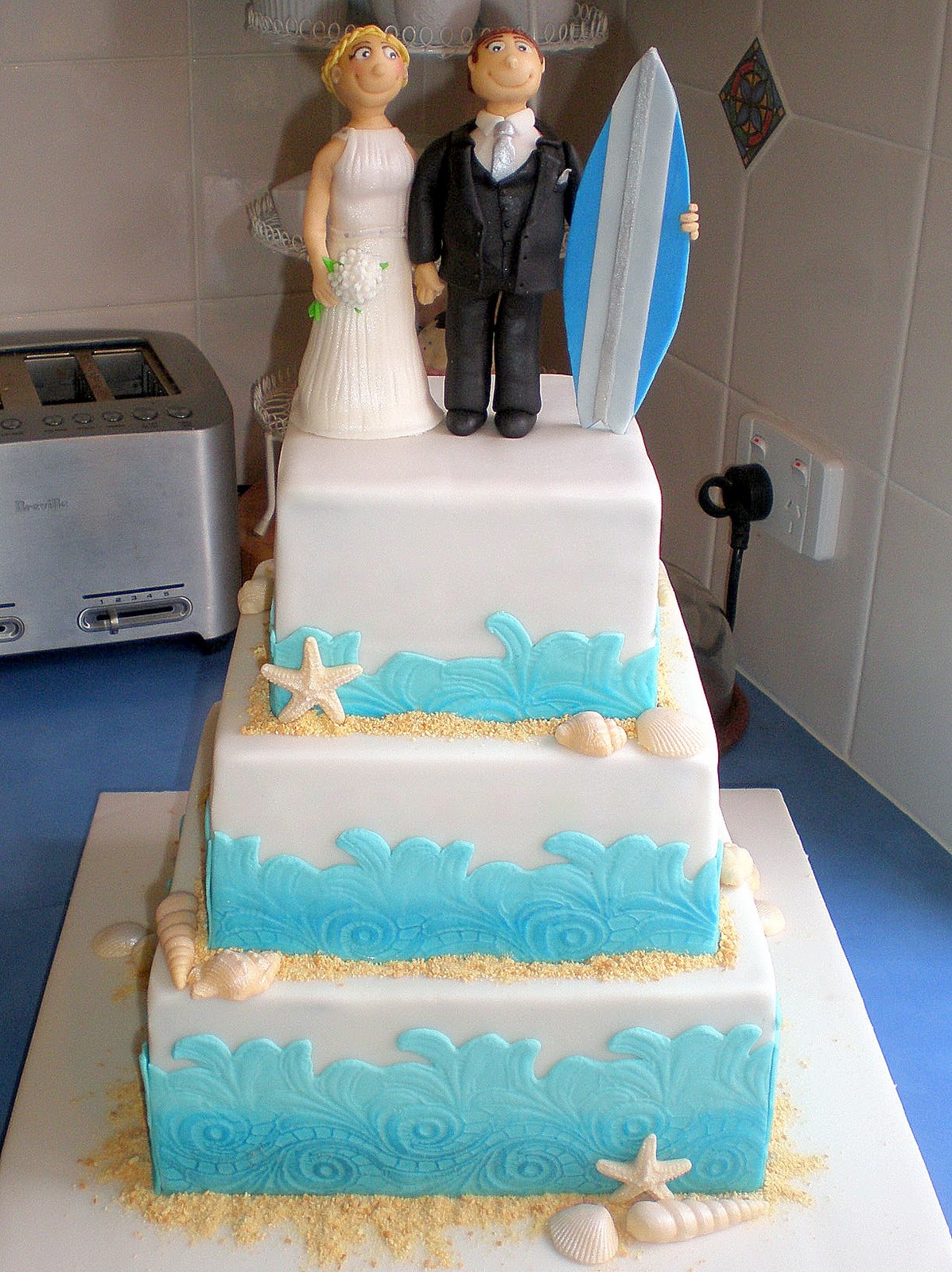 Beach Surfing Wedding Cake