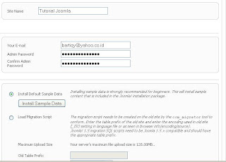 main configuration install joomla